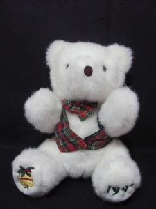 White Christmas Teddy Bear 29cm Plush Fully Jointed Target 1995 - Picture 1 of 12