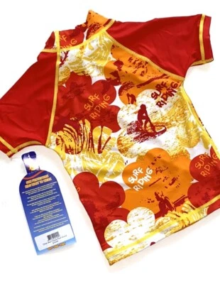 Sun Skinz Rash Guard YOUTH Med 10 Swim Shirt Short Sleeve Top Red Orange - Image 1 of 4