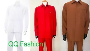 Men's 2pc Walking Suit Long Sleeve Casual Shirt & Pants Set #2612 - Picture 1 of 11