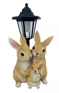 Garden Ornament Solar Powered Animal Rabbit family Welcome Lamp Patio Decor - Picture 1 of 12