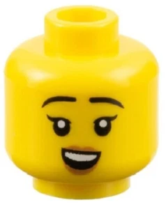 LEGO New Yellow Minifigure Head Female Black Eyebrows Dual Neutral / Smile D198 - Picture 1 of 4