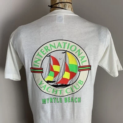 Camisa De Colección Myrtle Beach International Yacht Club Talla M Barco Punto Único Foto 1 de 4