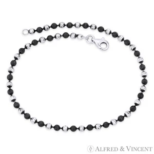 3 mm Catena Kugel Perle Italien 0,925 Sterlingsilber schwarz Rhodium PVD Kette Armband - Bild 1 von 1