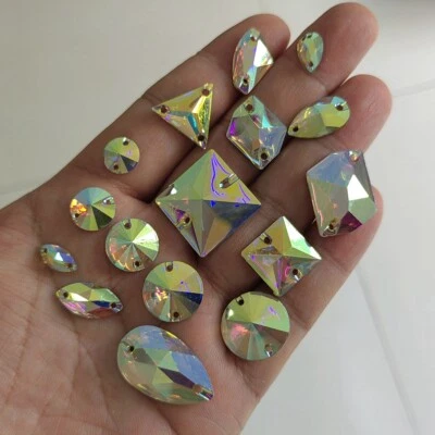 AB Colorful 2 Holes Sew On Acrylic Rhinestones Buttons For DIY Sewing Supplies - image 1 of 4