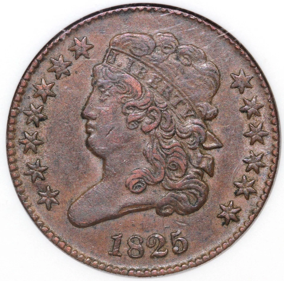 1825 1/2c C-2 Classic Head Half Cent ANACS EF 40 - Image 1 of 4