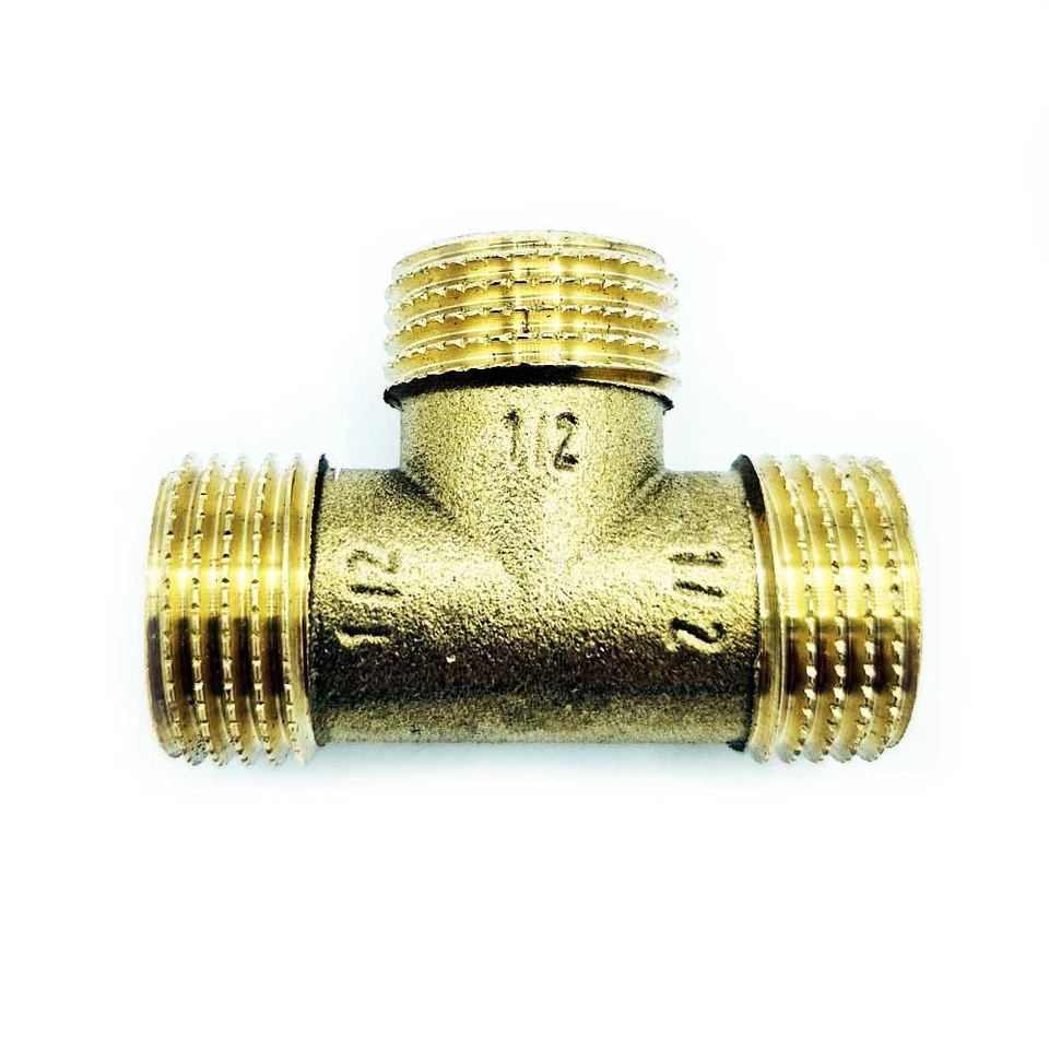 RAVANI 1/2 3/4 1 Inch Brass Pipe Male Threaded Tee Connector Plumbing Fittings