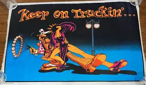 Póster vintage de Keep on Truckin' Blacklight 1972 boogie dancing psicodélico - Imagen 1 de 15