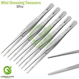 5 Pcs Mini Thumb Dressing Forceps Serrated Surgical Tweezers Stainless Steel - Picture 1 of 2