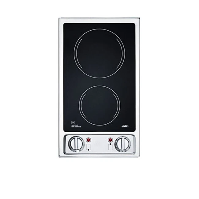 Summit CR2B120 Black/stainless Steel 12"w 2 Burner Electric Cooktop