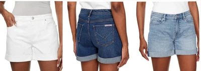 Hudson Woman’s Mid Rise Premium Denim Jeans Cuffed Hem Shorts - Image 1 of 4