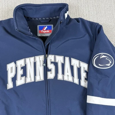 Chaqueta Majestic Para Hombre Mediana Penn State Azul Cáscara Suave Forrada de Vellón Spellout Foto 1 de 4