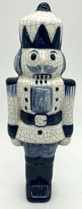 Dedham Pottery Nutcracker Figure 6" Blue White Crackle Potting Shed Vtg 1997 - Picture 1 of 8