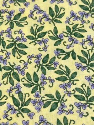 Edredón artesanal Debbie Mumm Inc. de 1 yarda para tela SSI hojas verdes flores púrpuras Foto 1 de 4