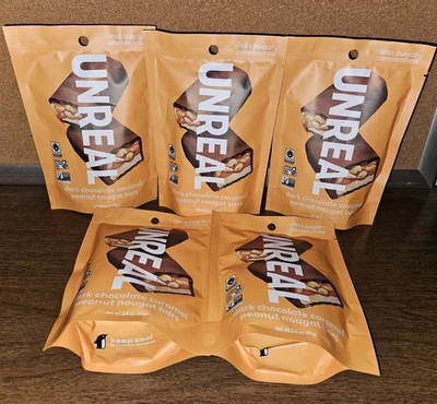 5 barras de turrón de cacahuete caramelo chocolate oscuro irreal bolsas de 3,4 oz - 25 barras en total Foto 1 de 2