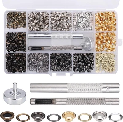 Eyelet Punch Kit, 400 Sets 5mm Grommets Eyelets Kit with Hole 5MM (400Pcs)  - Image 1 of 4