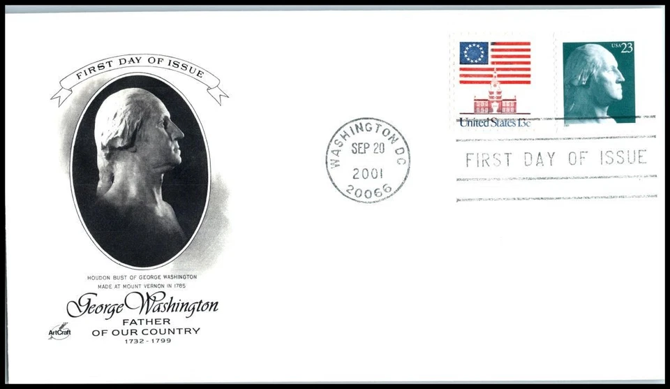 George Washington Sc 3468A FDC 2001 ArtCraft Padre de Nuestro País tarifa 23c Foto 1 de 1