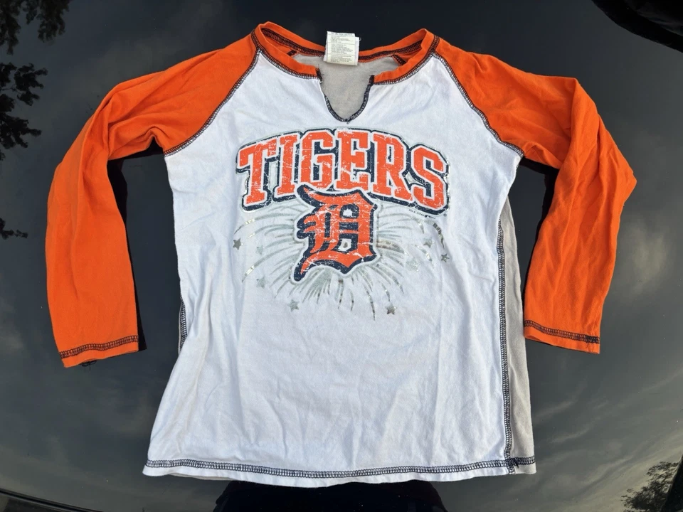 Camiseta Top Vintage Tigres de Detroit Jóvenes Niñas 10/12 Blanco Naranja MLB Béisbol Y2K Foto 1 de 4