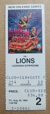 1995 Ticket Stub New Orleans Saints vs Detroit Lions  - Image 1 of 2
