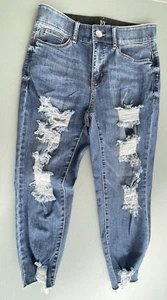 Damen NY&C Distressed Denim kurvig geformt Skinny Capri blau Jeans Größe 6 - Bild 1 von 13