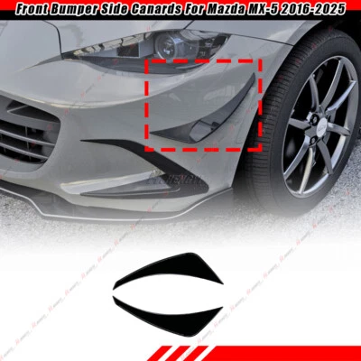 2x Divisor de alerón Canards laterales parachoques delantero negro para Mazda MX-5 Miata ND 2016 Foto 1 de 4