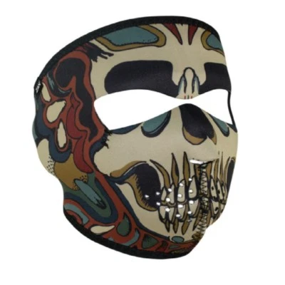 Máscara facial completa de neopreno multicolor calavera psicodélica Art Deco motociclista paintball Foto 1 de 2