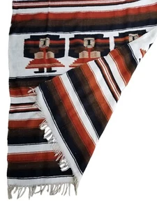 Mexican Inca Latin Central American Folk Art Blanket Kilim Rug 73" x 45" - Picture 1 of 6