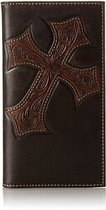 Nocona Mens Diagonal Cross Embossed Brown Leather Rodeo Wallet