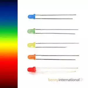 100x 3mm RED ORANGE GREEN BLUE YELLOW LEDS Diffused Light Diode Arduino - Picture 1 of 1