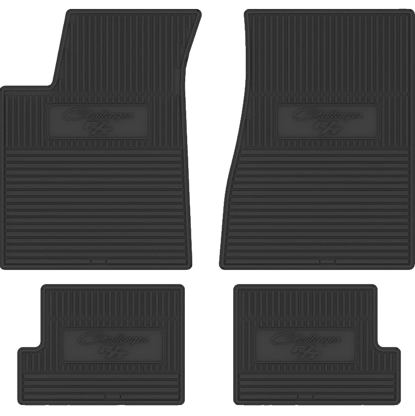 1970-74 DODGE CHALLENGEENGER R/T СЦЕНАРИЙ ЛОГОТИП ЧЕРНЫЙ РЕЗИНОВЫЙ КОВРИКИ КОМПЛЕКТ F&R M/T - Изображение 1 из 1