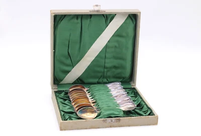 12x BSF 90 Kaffeelöffel Löffel MS Monogramm versilbert Set Vintage in Box - Bild 1 von 4