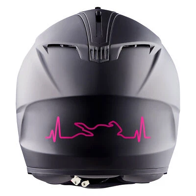 2er Set Bike Aufkleber Herzschlag Neon Pink 12x3cm Motorrad Auto Helm K158 - Bild 1 von 4