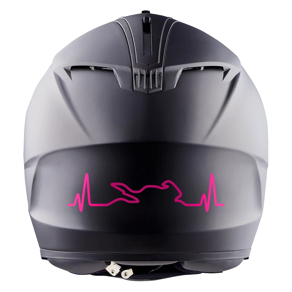 2er Set Bike Aufkleber Herzschlag Neon Pink 12x3cm Motorrad Auto Helm K158 - Bild 1 von 4