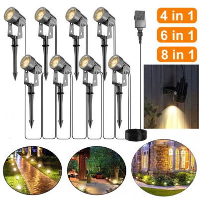 4/6/8er Gartenstrahler mit Erdspieß LED Gartenleuchte Außenleuchte Gartenspot - Bild 1 von 4