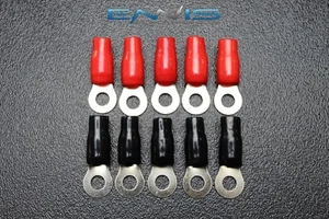 10 PCS 2 GAUGE RING TERMINALS 5/16 HOLE POWER RED BLACK CONNECTOR IB2GNRT - Picture 1 of 3