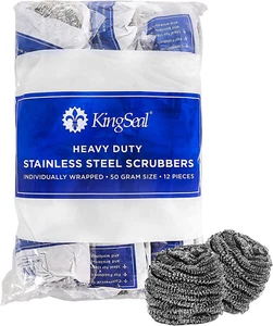 Stainless Steel Scrubbers, Scrub Pads, Heavy Duty, 50 Gram Weight, Individually - Picture 1 of 12