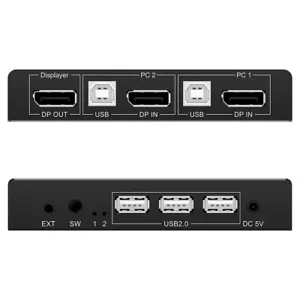 Displayport Kvm Switch, 4K/60Hz DP 2X1 Usb Kvm Switcher, 2 PC share 1 monitor - Picture 1 of 6