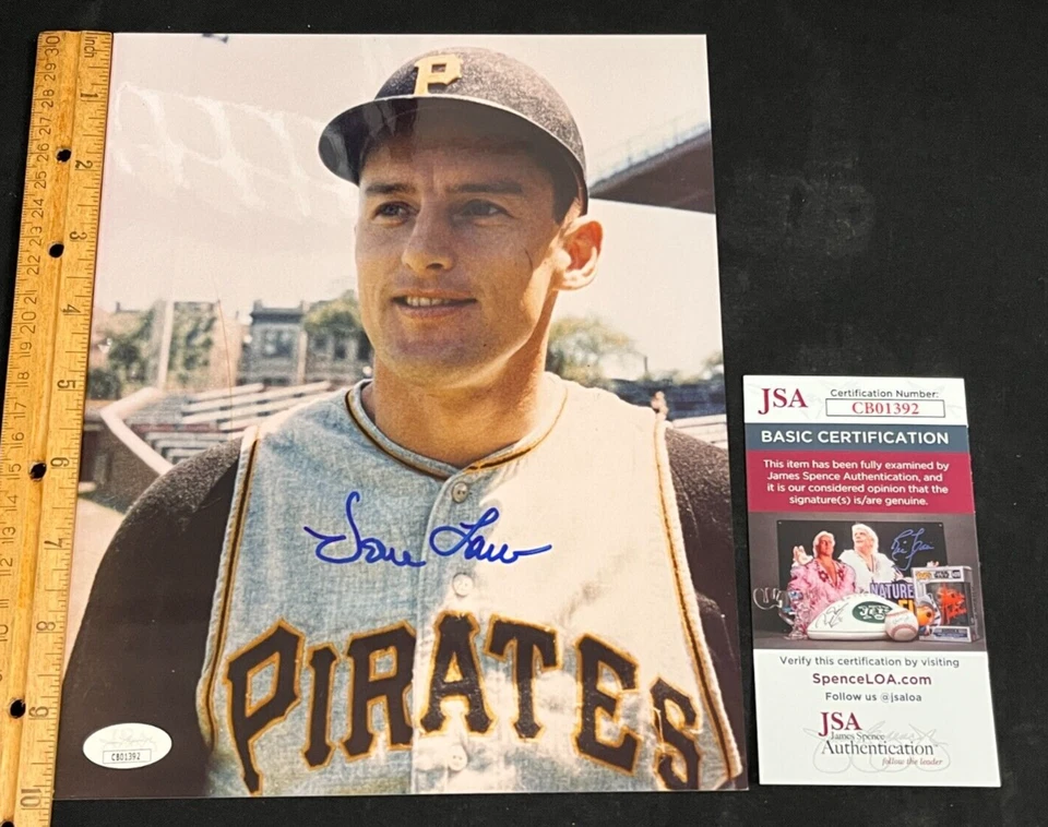 Foto autografiada a mano de 8x10" de Vern Law de piratas de béisbol certificado de autenticidad JSA AA Foto 1 de 2