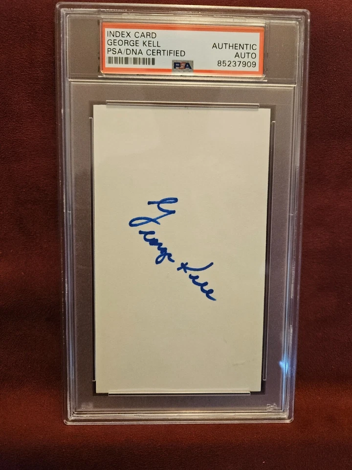 GEORGE KELL HAND SIGNED INDEX CARD CUT HOF 1983 PSA - Image 1 of 1