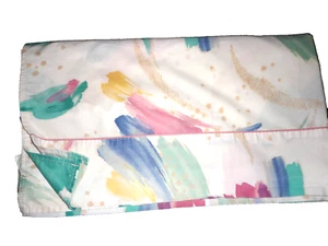 VINTAGE CROSCILL RIVIERA PASTEL FLORAL MELON GOLD (1) QUEEN FLAT SHEET 83X96 - Picture 1 of 4