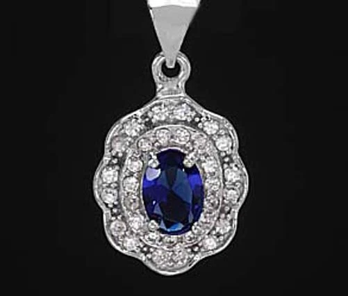 925 ECHT SILBER RHODINIERT *** Anhänger Zirkonia safir saphir blau 23 mm - Bild 1 von 1