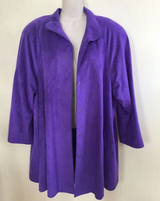 JESSICA GREY WOMENS SIZE 8 LONG SUEDE JACKET OVERCOAT TRENCH SPRING PURPLE MED. - Image 1 of 4