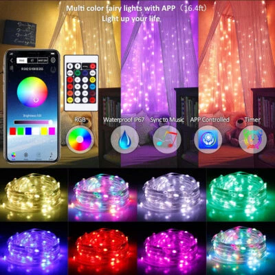 RGBIC Fairy Twinkle led string light USB bluetooth APP WS2812B sk6812 Pixel LAMP - Image 1 of 4