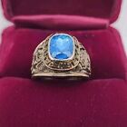 Vintage 1978 Parsippany Hills High School Graduation Ring 10Kt Size 8 Blue Stone