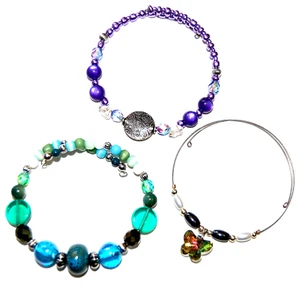 3 VERSTELLBARE PERLENARMBÄNDER HERGESTELLT IN DEN USA grün * lila * Schmetterling * SALE!  #E19 - Bild 1 von 4