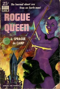 ROGUE QUEEN, von L. Sprague de Camp, 1952 Vintage Dell #600 Science Fiction PB - Bild 1 von 8