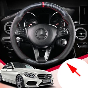 For Benz GLC260 C200L GLA Hand Sewing Steering Wheel Cover Carbon Fiber leather - Picture 1 of 10