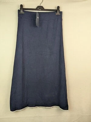 Marks And Spencer Ladies Size M Blue Viscose Linen Blend Blue Midi Skirt New - Image 1 of 4
