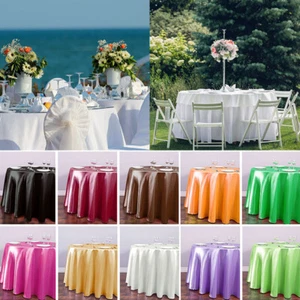 Round Tablecloth Satin Table Cloth Wedding Tablecloths Royal Blue Table Cover - Picture 1 of 23