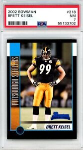 2002 Bowman BRETT KEISEL Pittsburgh Steelers RC Rookie Card 218 PSA 7