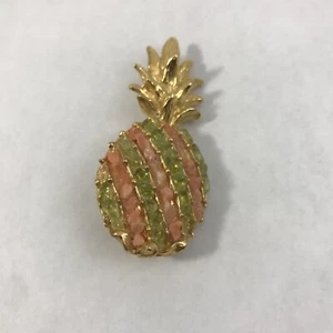 Spilla bavero ananas tono oro giallo vetro strisce corallo 2,25 in spilla - Foto 1 di 12